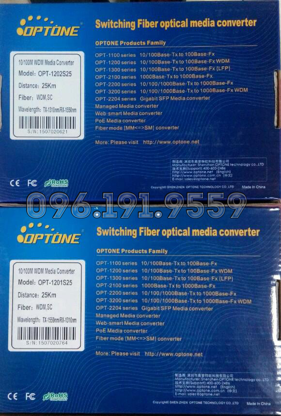 Bộ chuyển đổi quang điện OPT 1201S25 và 1202 S25