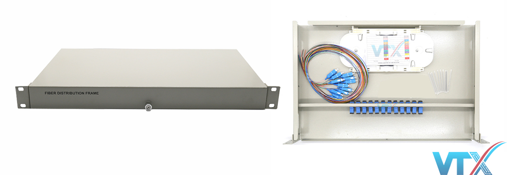 Hộp phối quang ODF 12FO đầy đủ phụ kiện lắp rack 19