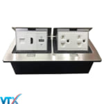 Ổ cắm âm sàn đôi SINO Amigo SPU-52S màu bạc