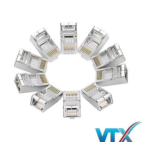 Hạt mạng RJ4a5 Cat6 Ugreen 20333 bọc kim loại (túi 10 hạt)
