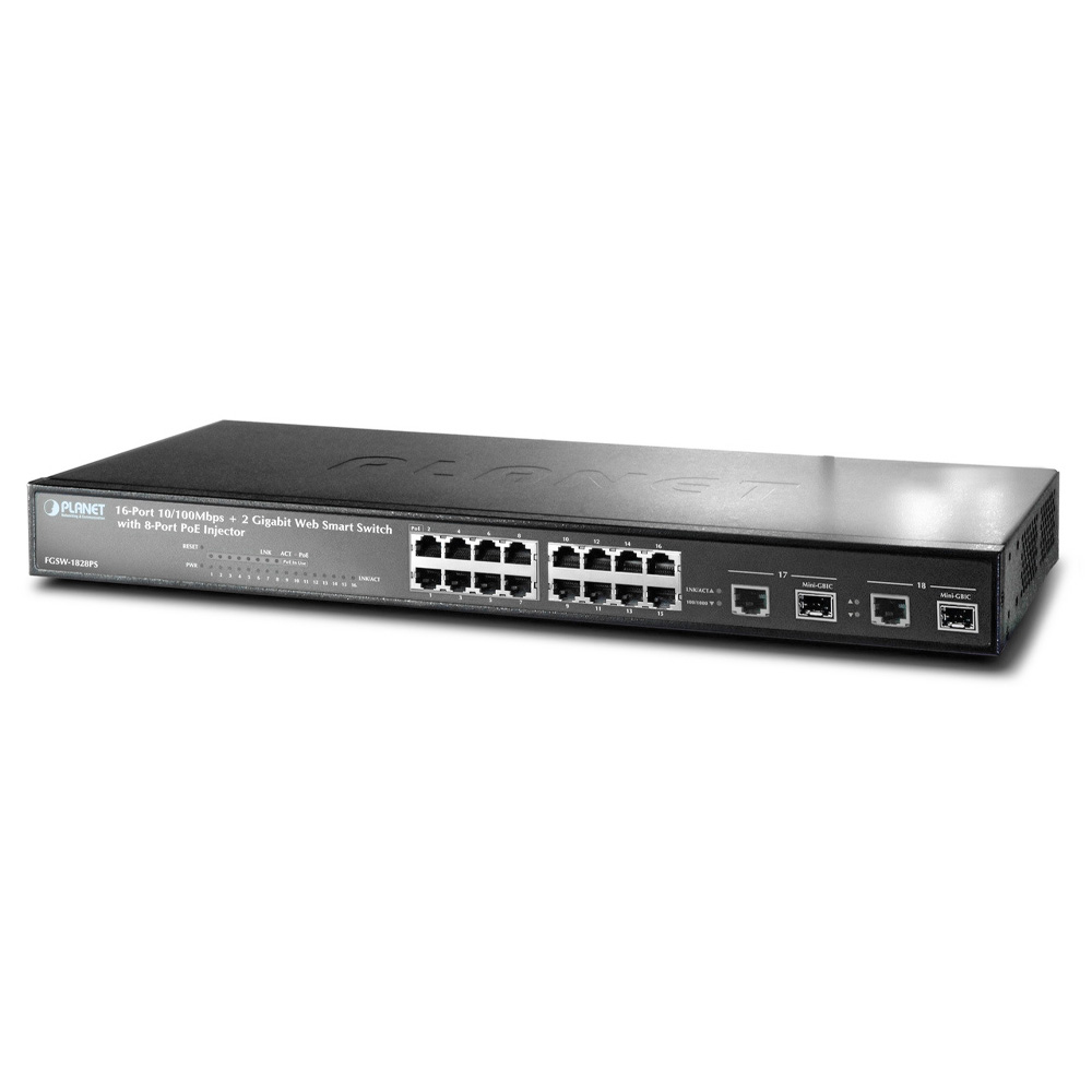 Switch chia mạng PLANET 16port FGSW-1828PS + 2 Gigabit TPSFP PoE (1)