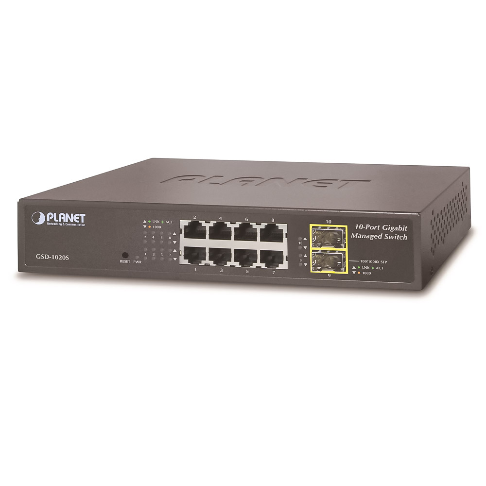 Switch chia mạng PLANET 8-Port GSD-1020S 101001000Mbps + 2-Port 1001000X (1)