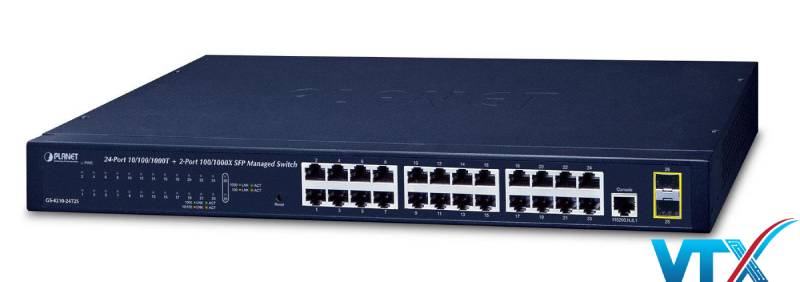 Switch PLANET 24 port + 2 port 100/1000 BASE-X SFP GS-4210-24T2S