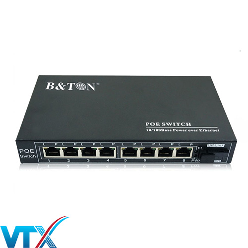 Switch PoE BTON 8 port 10/100M + Fiber BT-6108FE-25A