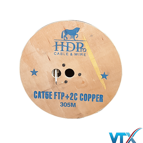 Cáp mạng kèm nguồn HDpro Cat5e FTP + 2C lõi đồng