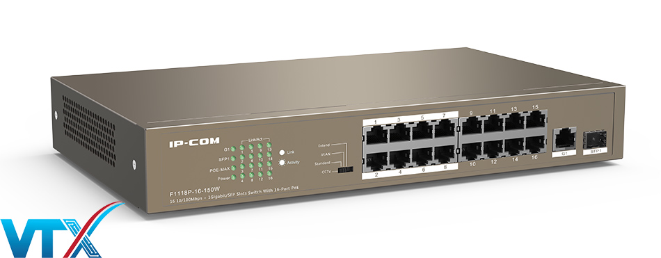 Switch 16 cổng PoE IP-COM G1116P-16-150W