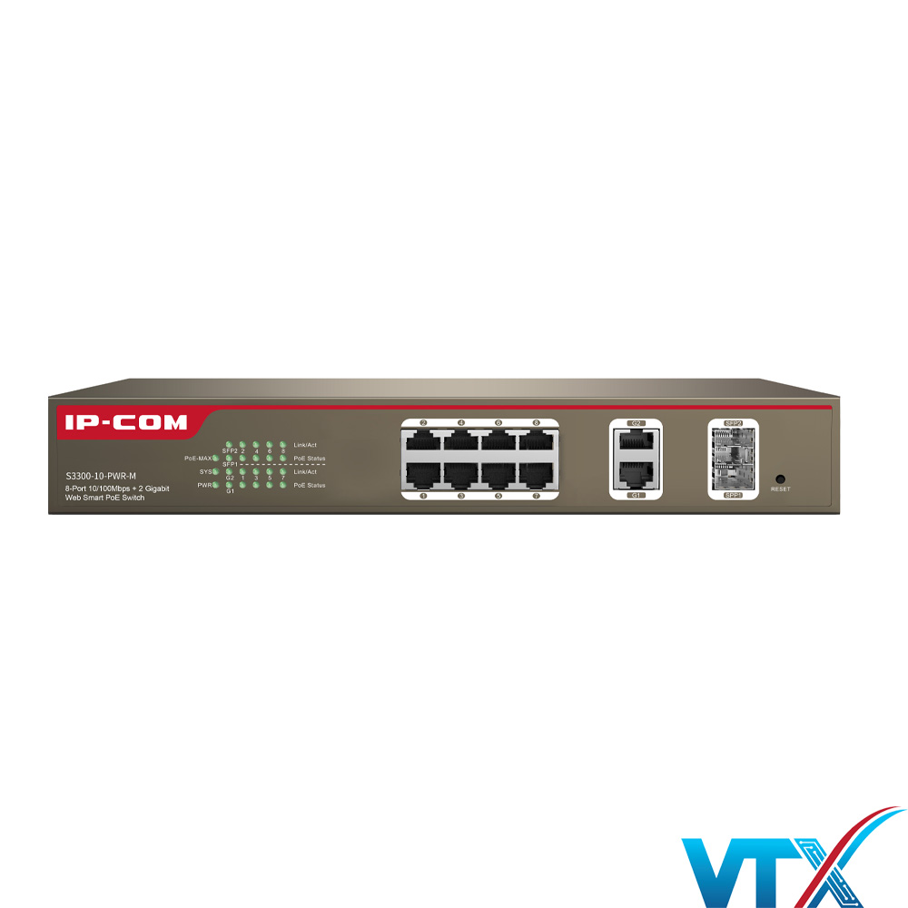 Switch PoE IP-COM S3300-10-PWR-M 8 port 10/100