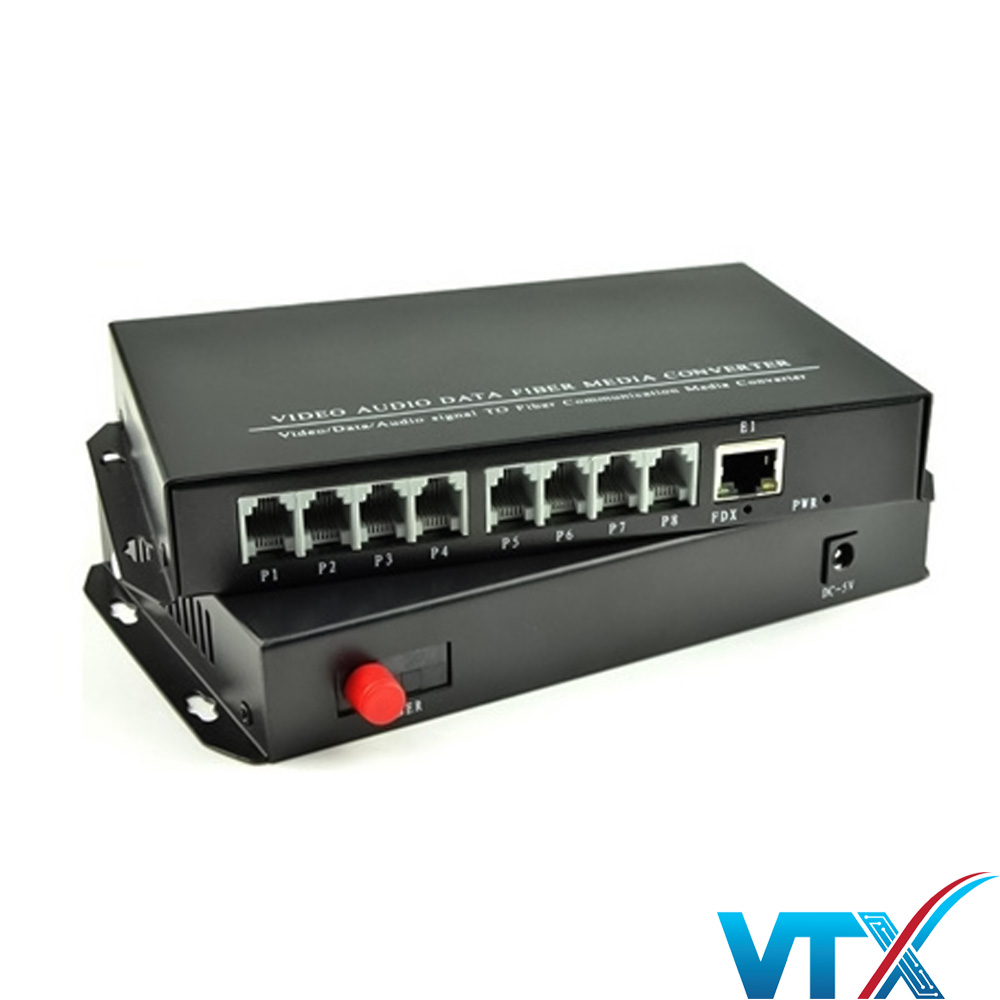 Bộ chuyển đổi quang sang RJ11RJ12 HDTec 8 Port + 1 Port RJ45 10100Mbps (1)