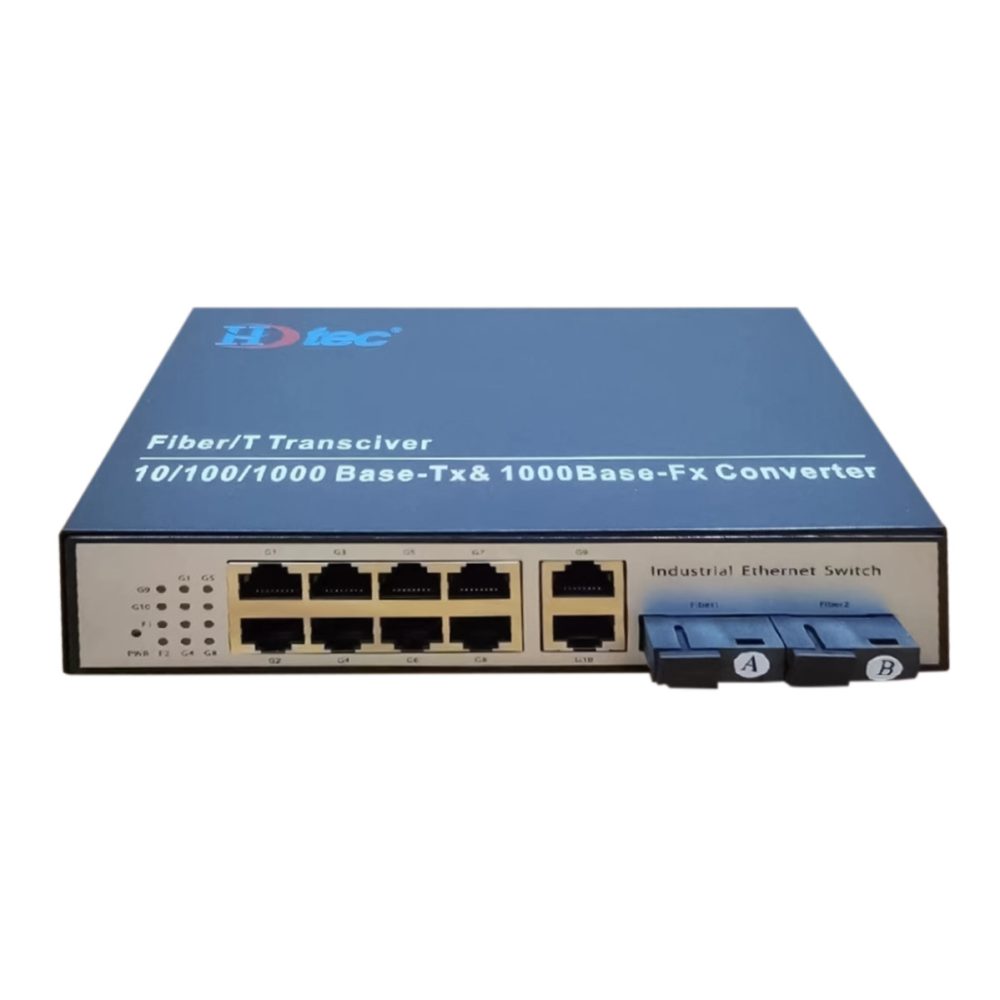 Converter quang 2 sợi + 8 port PoE HDTec 101001000M