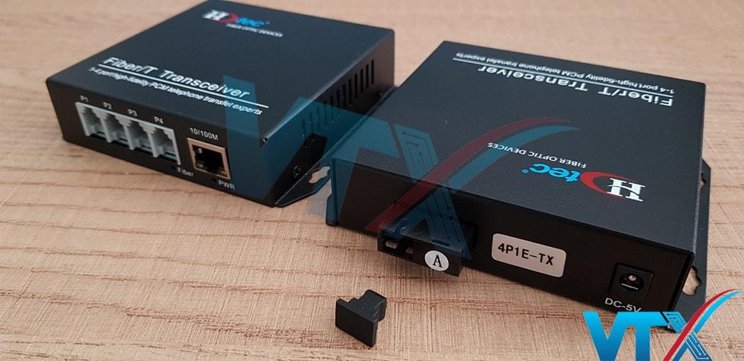Bộ chuyển đổi quang sang RJ11/RJ12 HDTec 4 Port + 1 Port RJ45 10/100Mbps