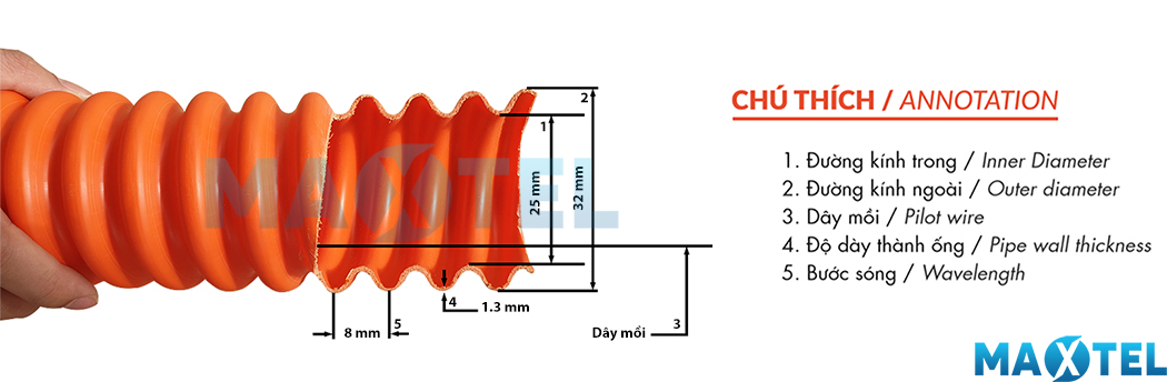 ống nhựa gân xoắn HDPE 25/32