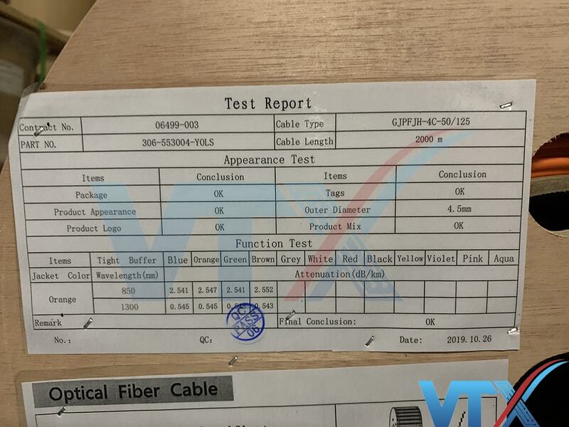Chứng nhận cáp quang Alantek Multimode 4Core Indoor  PN: 306-553004-YOLS