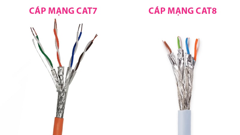 So sánh cấu tạo dây cáp mạng Cat7 và Cat8