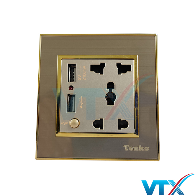 Ổ cắm âm tường + USB Tenko TK-F66-B9-45