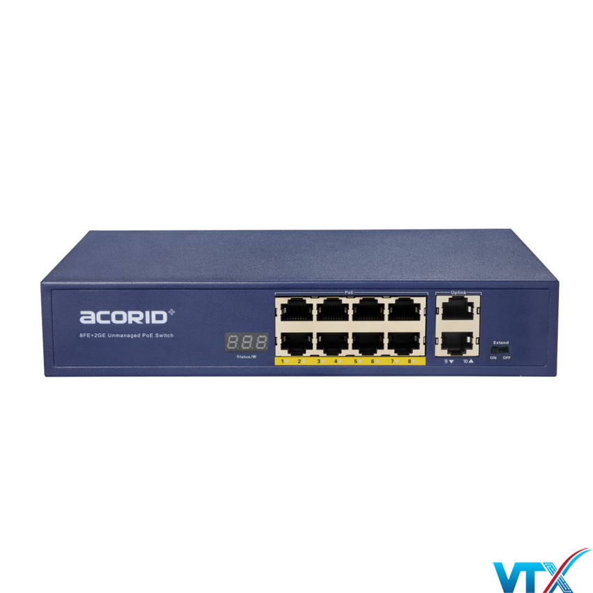 Switch chia mạng PoE Acorid LS1708P2G - 8 port PoE x 2 port Uplink