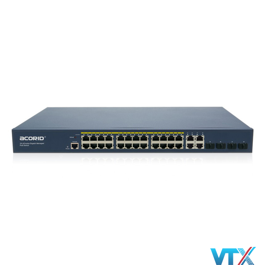 Switch quản lý PoE Acorid 24 BASE-T PoE port + 4 GE + 4 SFP PN: GLS7700-24P4C