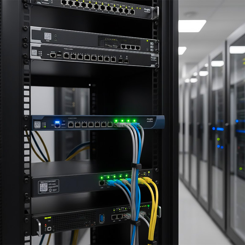 Gateway 8 cổng RUIJIE RG-EG3230 đã được lắp đặt trong tủ rack