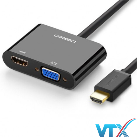 Cáp chuyển đổi HDMI to VGA & HDMI chính hãng Ugreen PN: 40744