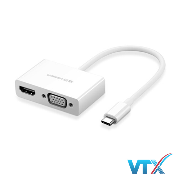 Cáp chuyển đổi USB type C to HDMI/VGA hỗ trợ full HD 3D 4Kx2K Ugreen PN: 30843