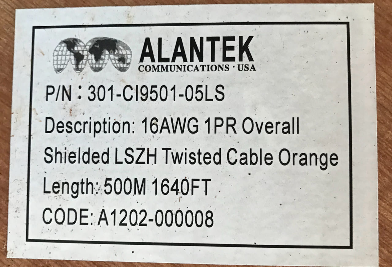 Kí hiệu trên dây cáp điều khiển Alantek Kí hiệu trên dây cáp điều khiển Alantek