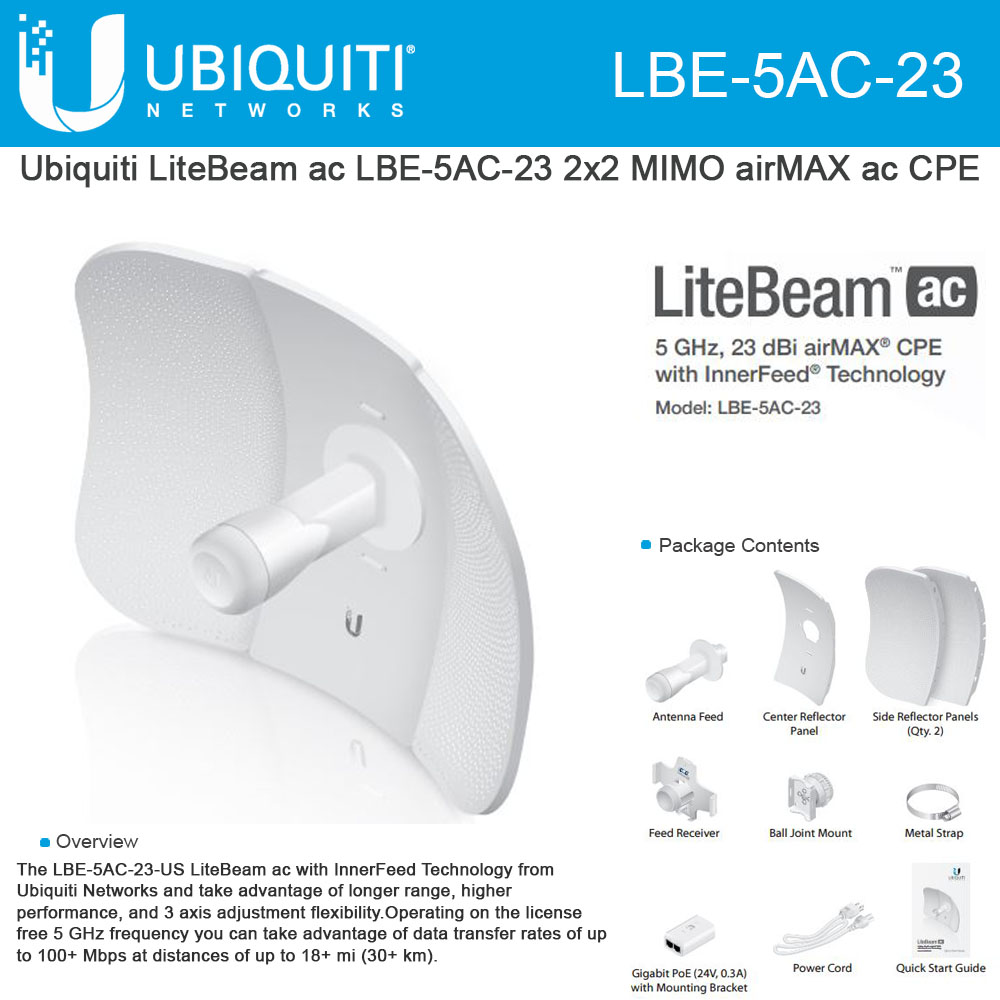 Thiết bị thu phát sóng wifi Ubiquiti LiteBeam AC LBE‑5AC‑23