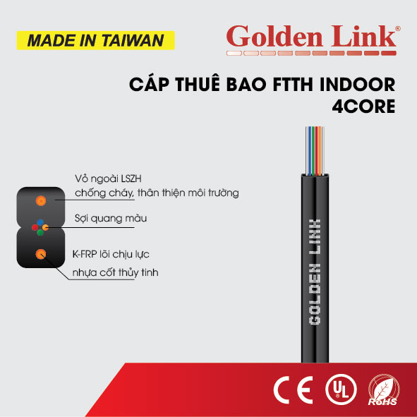 Cáp quang thuê bao Indoor 4 sợi