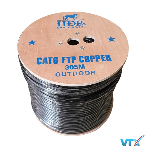Cáp mạng ngoài trời HDPRO CAT6 FTP đồng nguyên chất