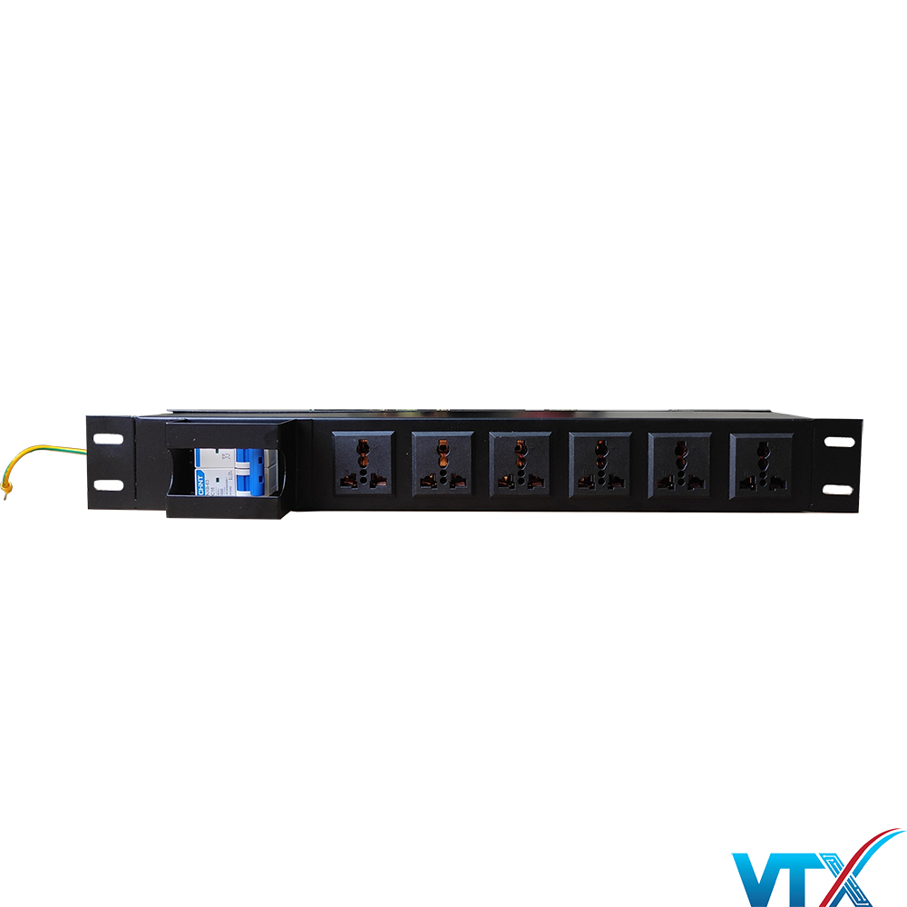 Thanh nguồn PDU 6 ổ cắm đa năng chuẩn 19 inch