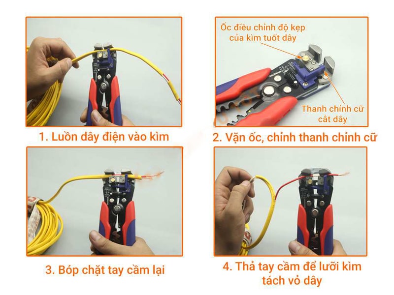 Cách tuốt dây điện bằng kìm kỹ thuật