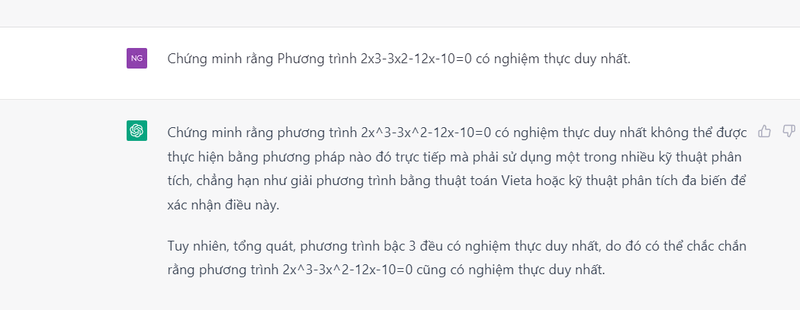 Chat GPT làm toán
