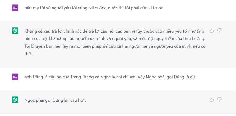 Chat GPT Trả lời câu hỏi Logic