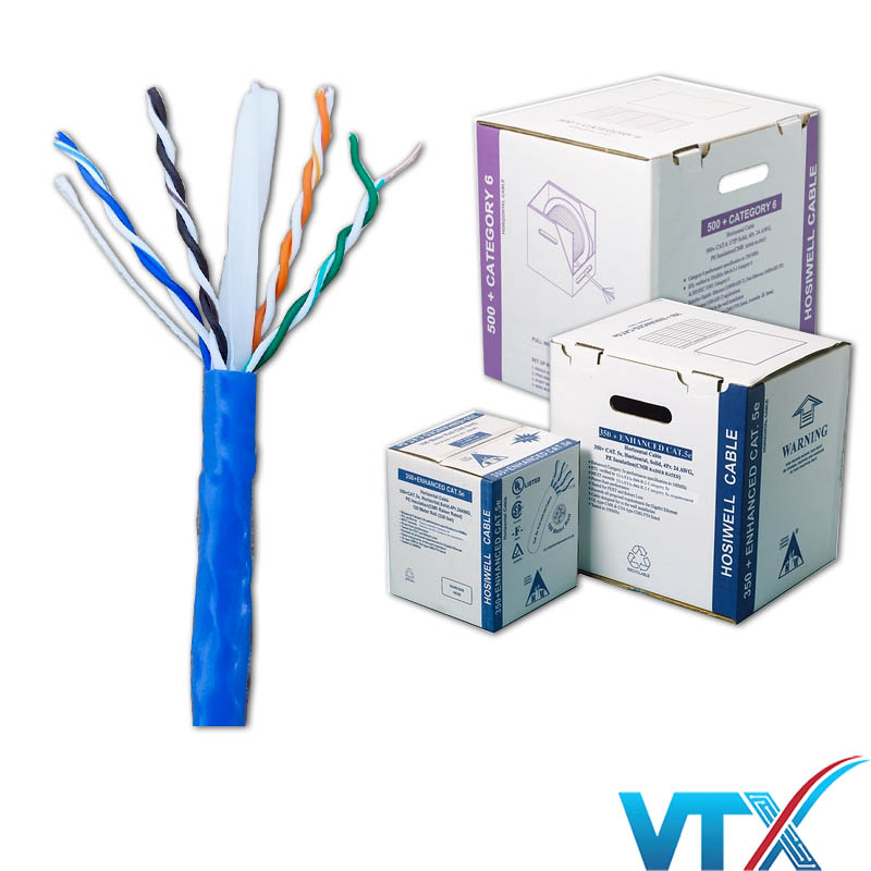 Dây cáp mạng Cat6 UTP 4 Pair Hosiwell 30022e-BL