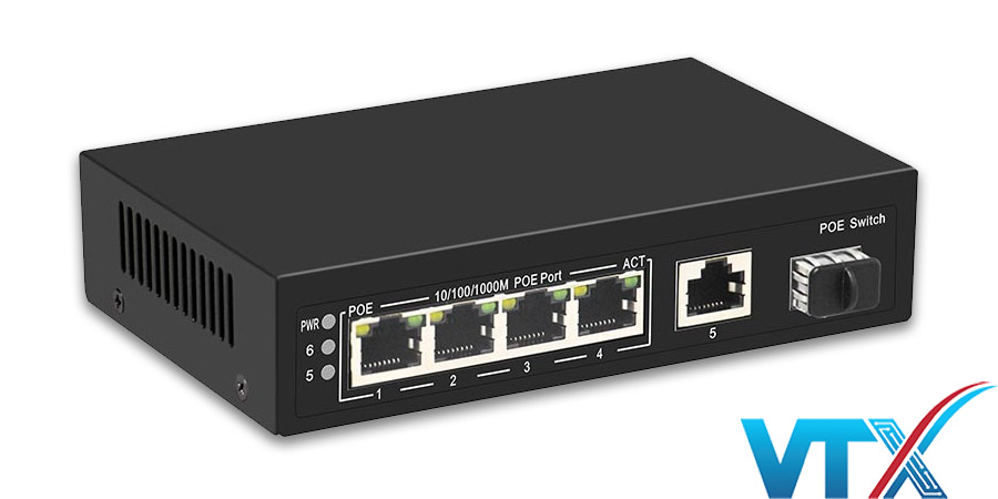 Switch PoE UPCOM 4 cổng PoE 1000M + 1 cổng Uplink 1000M + 1 cổng Gigabit SFP POE304G-G-GS