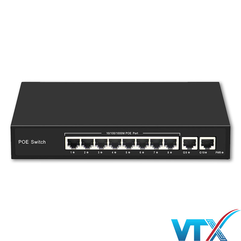 Switch PoE UPCOM POE308G-2G 8 cổng PoE 1000M + 2 cổng mạng Uplink 1000M
