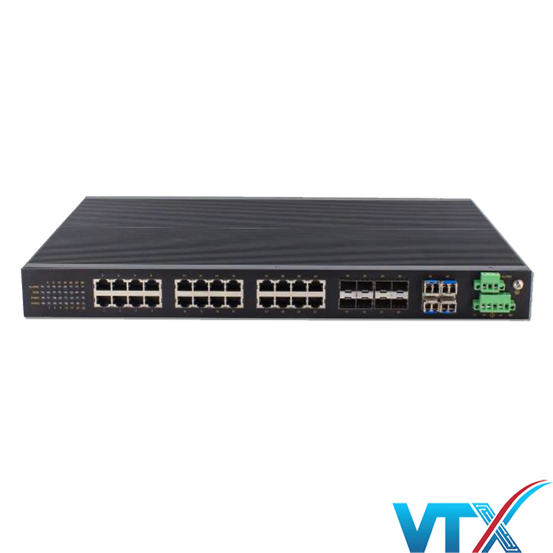 ảnh Switch Công nghiệp Layer 3 UPCOM 16 cổng RJ45 + 8 cổng Combo + 4 cổng SFP Gigabit ICS1028G-16G-8GC