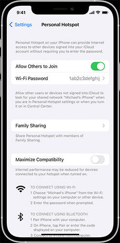 bật tính năng hotspot trên Iphone