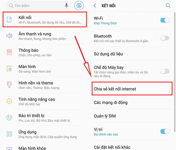 bật tính năng hotspot trên điện thoại android