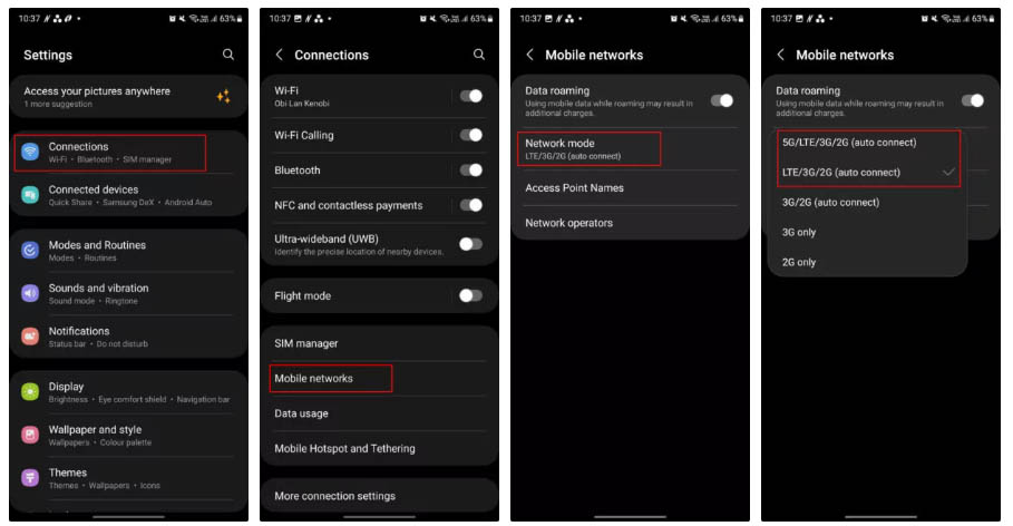 cách bật tắt LTE trên điện thoại Samsug