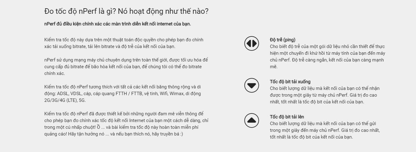 công cụ đo mạng Nperf.com có hướng dẫn
