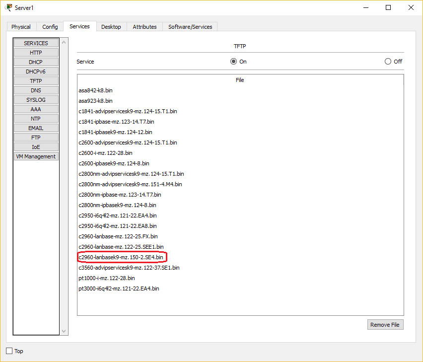 đặt tệp hình ảnh vào máy chủ TFTP