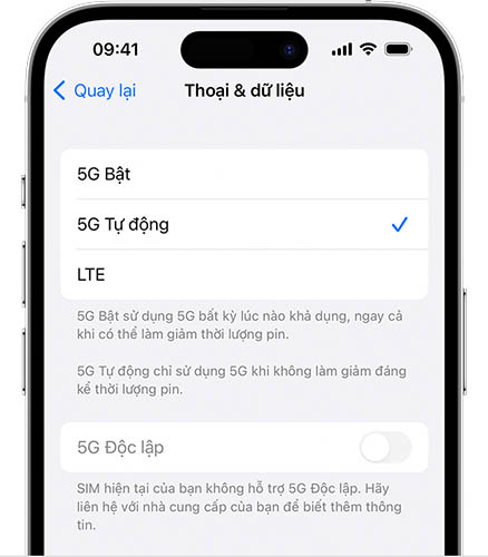 tại sao điện thoại 5G lại hiển thị LTE