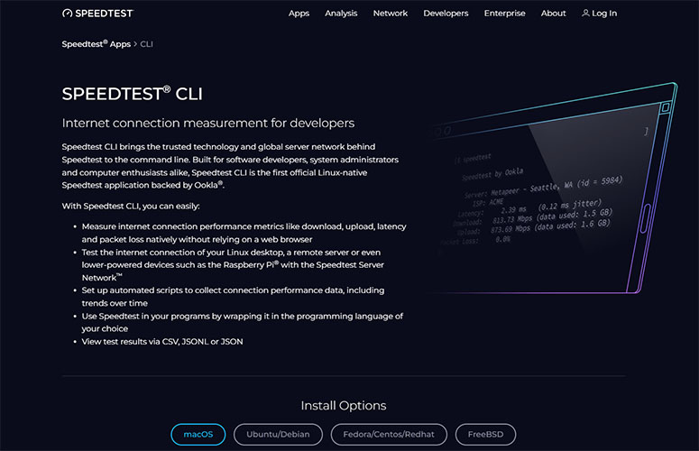 trang tải công cụ speedtest-cli