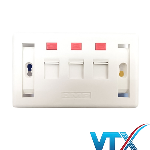 Mặt ổ cắm mạng âm tường COMMSCOPE_AMP 3 port chính hãng