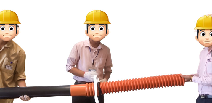 dùng băng keo cao su non để bịt kín phần ống gân xoắn và ống nối kiểu H