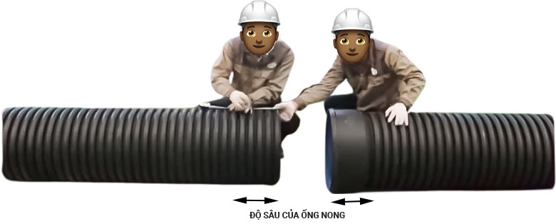 dùng thước đo độ sâu của ống nong và đánh dấu