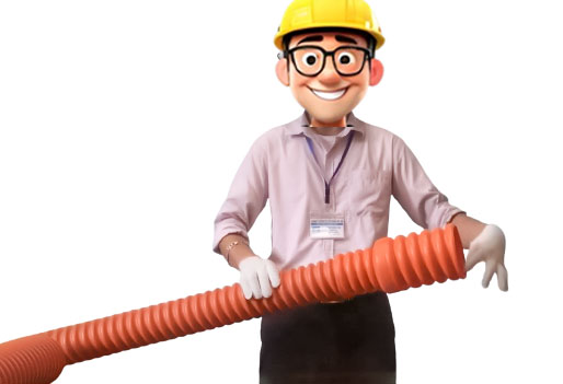 xoáy côn thu hết cỡ vào đầu ống gân xoắn HDPE đã đánh dấu
