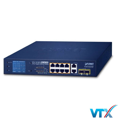 FGSD-1022VHP - Bộ chuyển mạch Switch để bàn 8-Port 10_100TX 802.3at PoE + 2-Port Gigabit TP_SFP có màn hình LCD_2