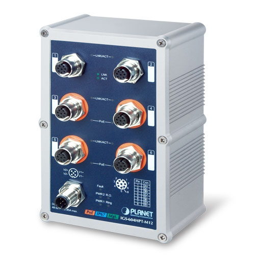 Switch Planet IGS-604HPT-M12 IP67 4x1G 802.3at PoE + 2x1G