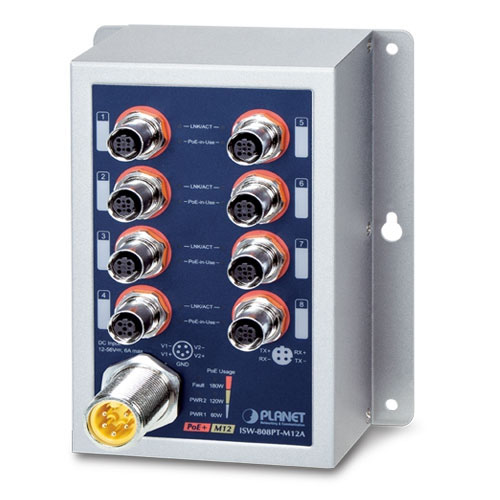 Switch Planet ISW-808PT-M12A 8 cổng 10/100TX M12 802.3at PoE+