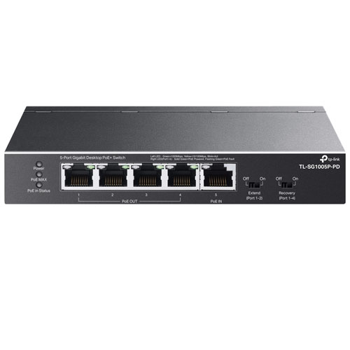 TL-SG1005P-PD Switch TP-Link PoE+ để bàn 5 cổng Gigabit với 1 cổng PoE++ vào và 4 cổng PoE+ra (1)